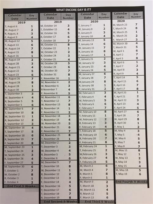 Encore Schedule & Information / Encore/Special Areas Information