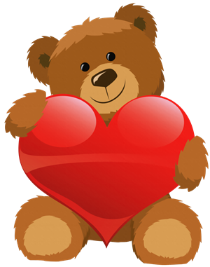 Cute Grizzly Bear with Red Heart 