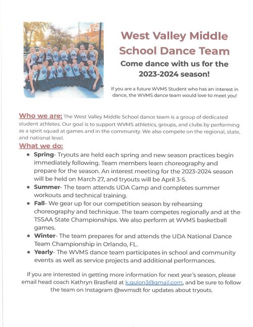 2023-2024 WVMS Dance Info!