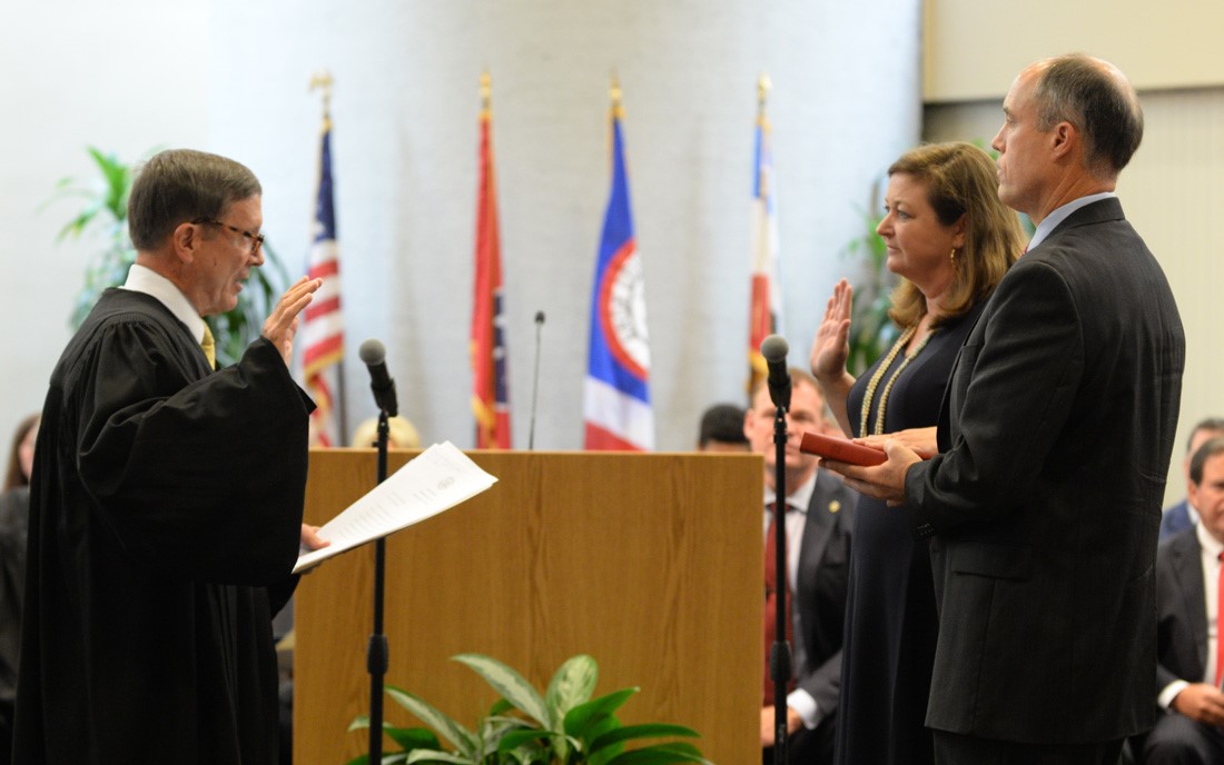 Virginia Babb takes the oath of office. 
