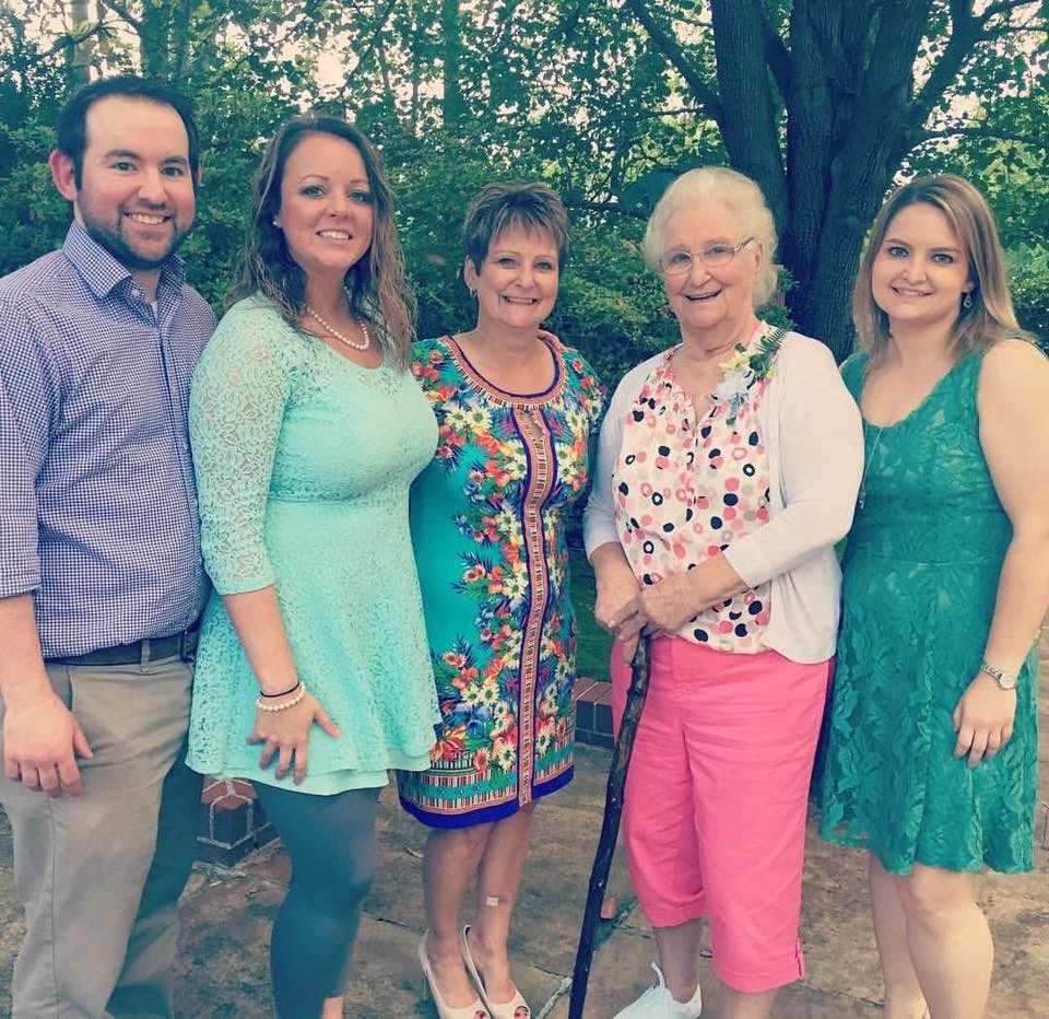 Brett Foster, right, is pictured with her Mammaw, Annie Everett, second from right, and other family members. 