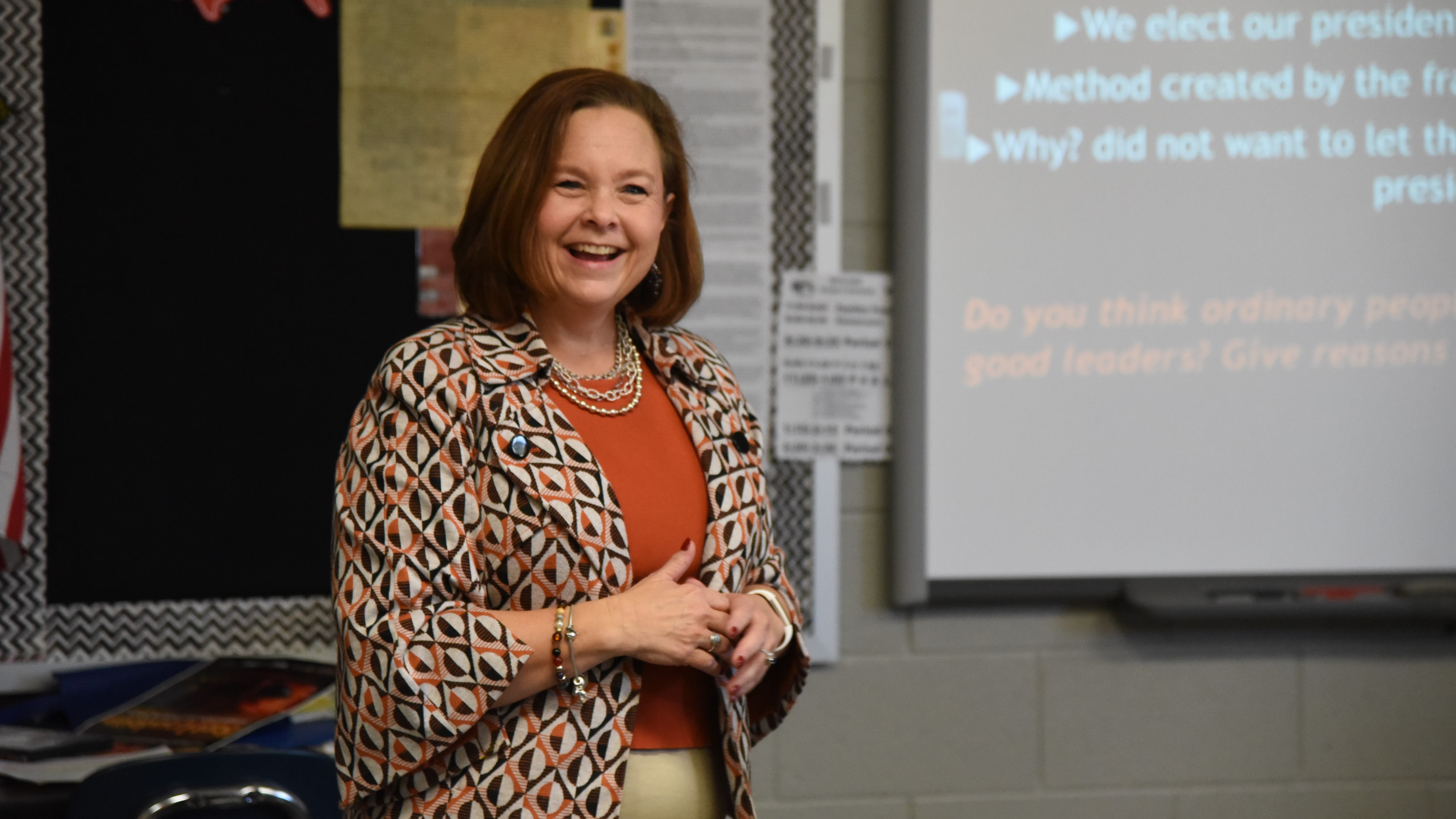 U.S. Bankruptcy Judge Suzanne Bauknight speaks to a class at Powell Middle School while serving as Principal For A Day on Nov. 11, 2019. 