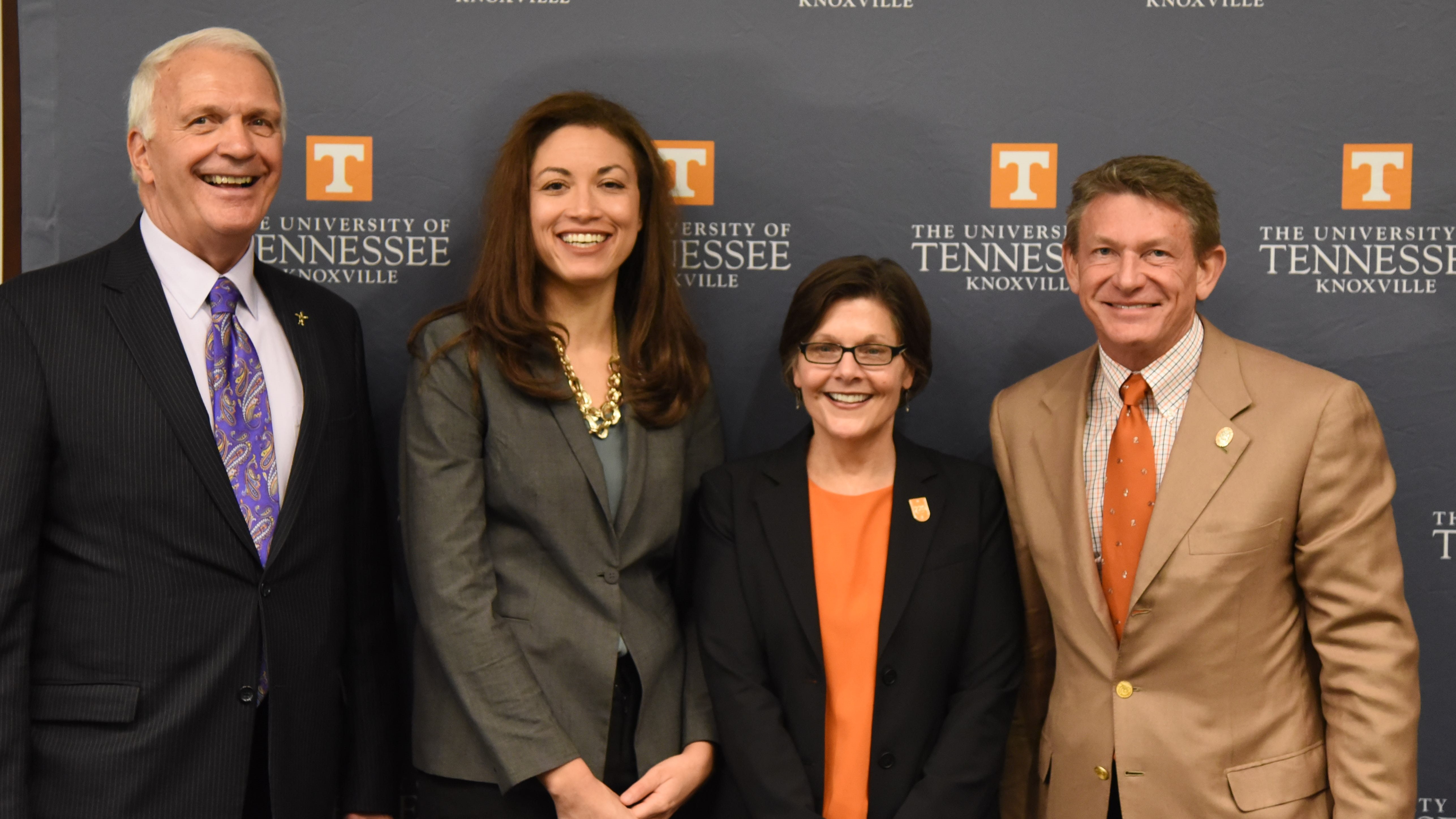KCS Superintendent Bob Thomas, Tennessee Education Commissioner Penny Schwinn, dean of the UTK College of Education, Health and Human Sciences Ellen McIntyre and interim UT System President Randy Boyd announced the Grow Your Own program on Monday, March 2, 2020.