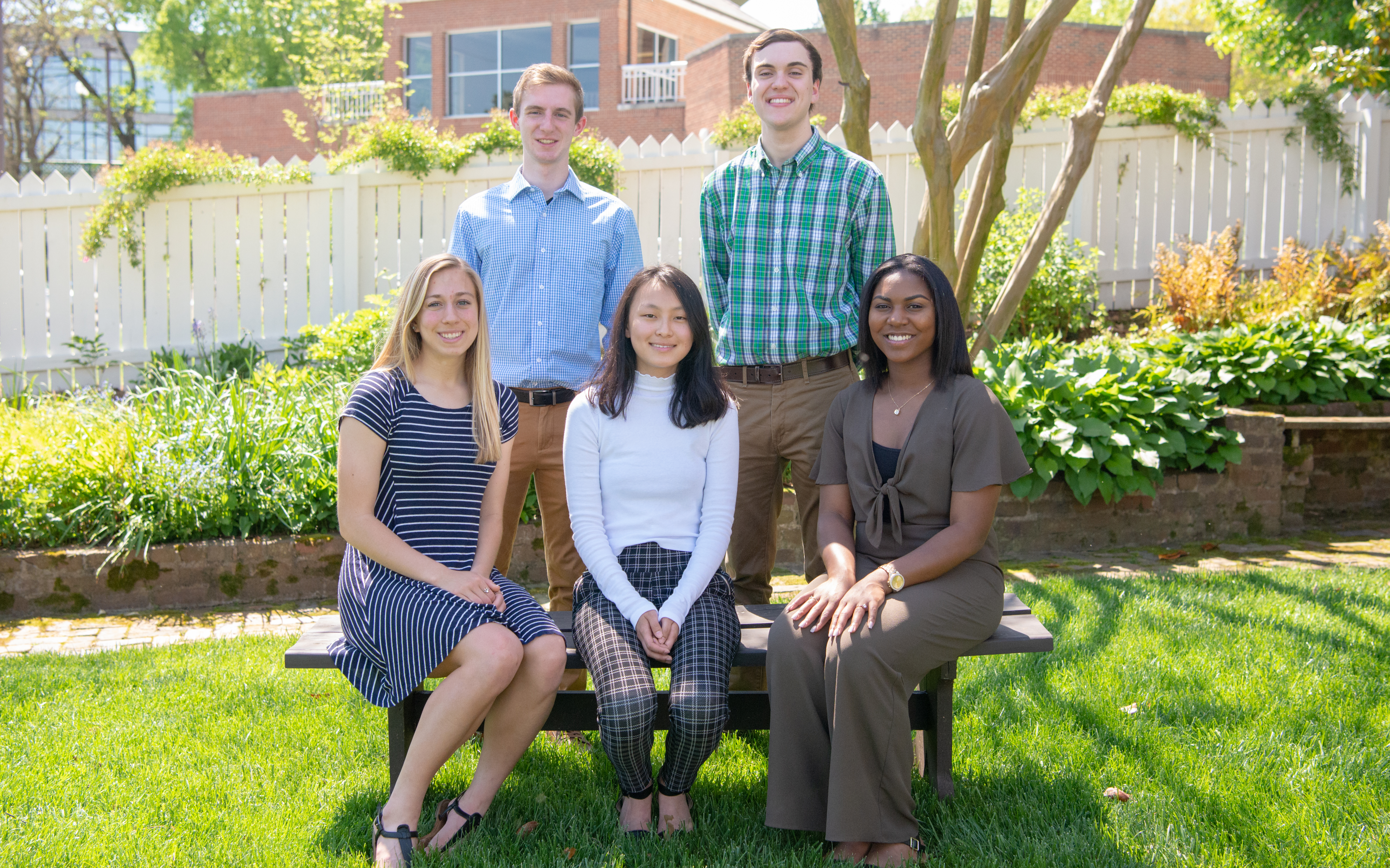 Valedictorians from Knox County High Schools recently gathered at the historic Blount Mansion for photos and a video. Pictured from left to right are Macy Hudson (L&N STEM), Logan Crawford (Karns), Erika Yang (Farragut), Bryson Gullett (Hardin Valley) and Trinity Mattress (Austin-East). 