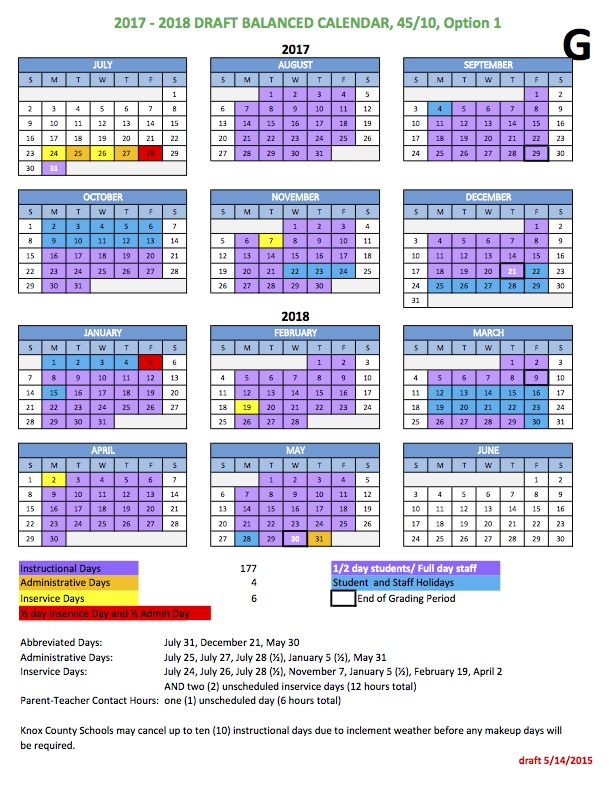 Balanced Calendar / Calendar Options